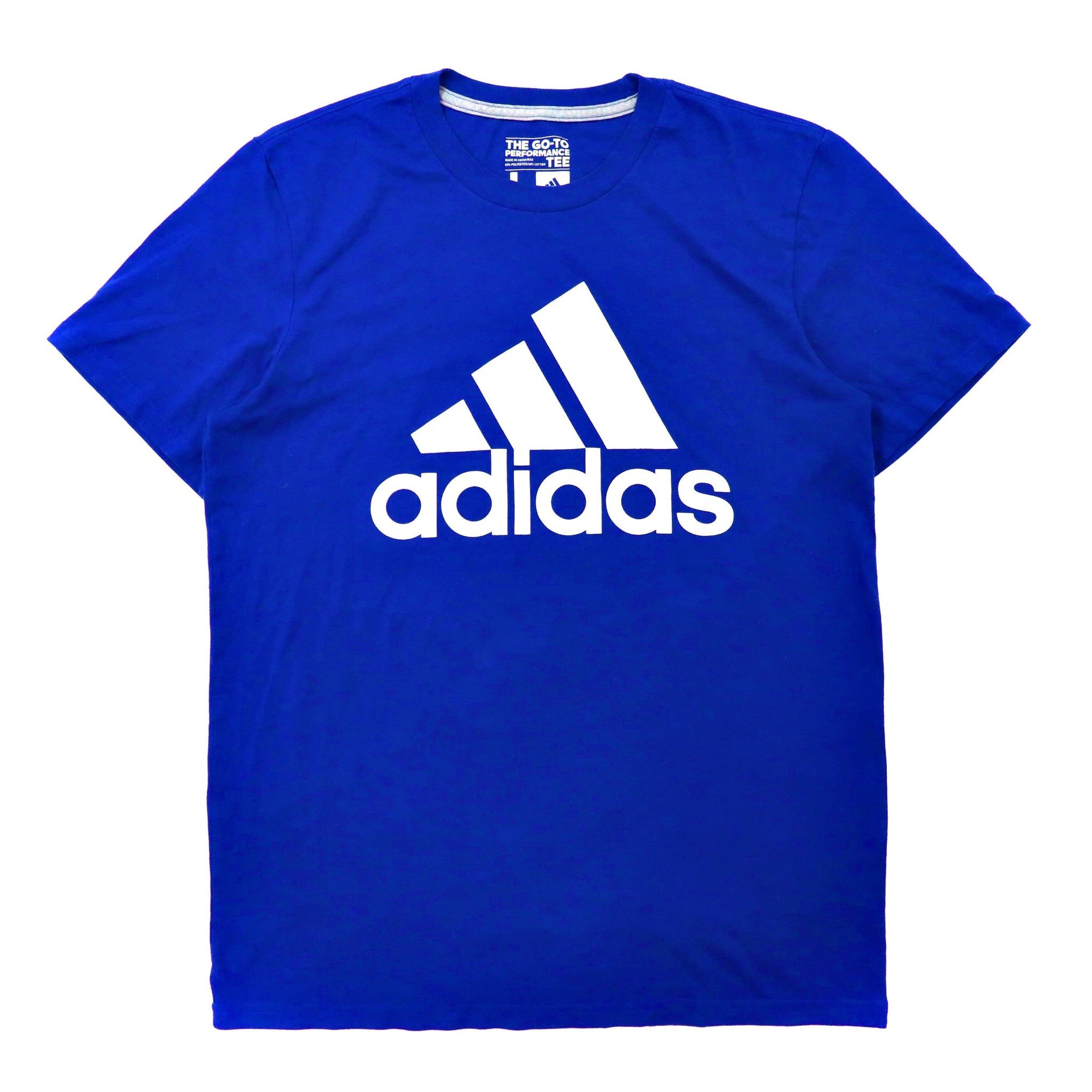 adidas ビッグロゴプリントTシャツ L ブルー コットン