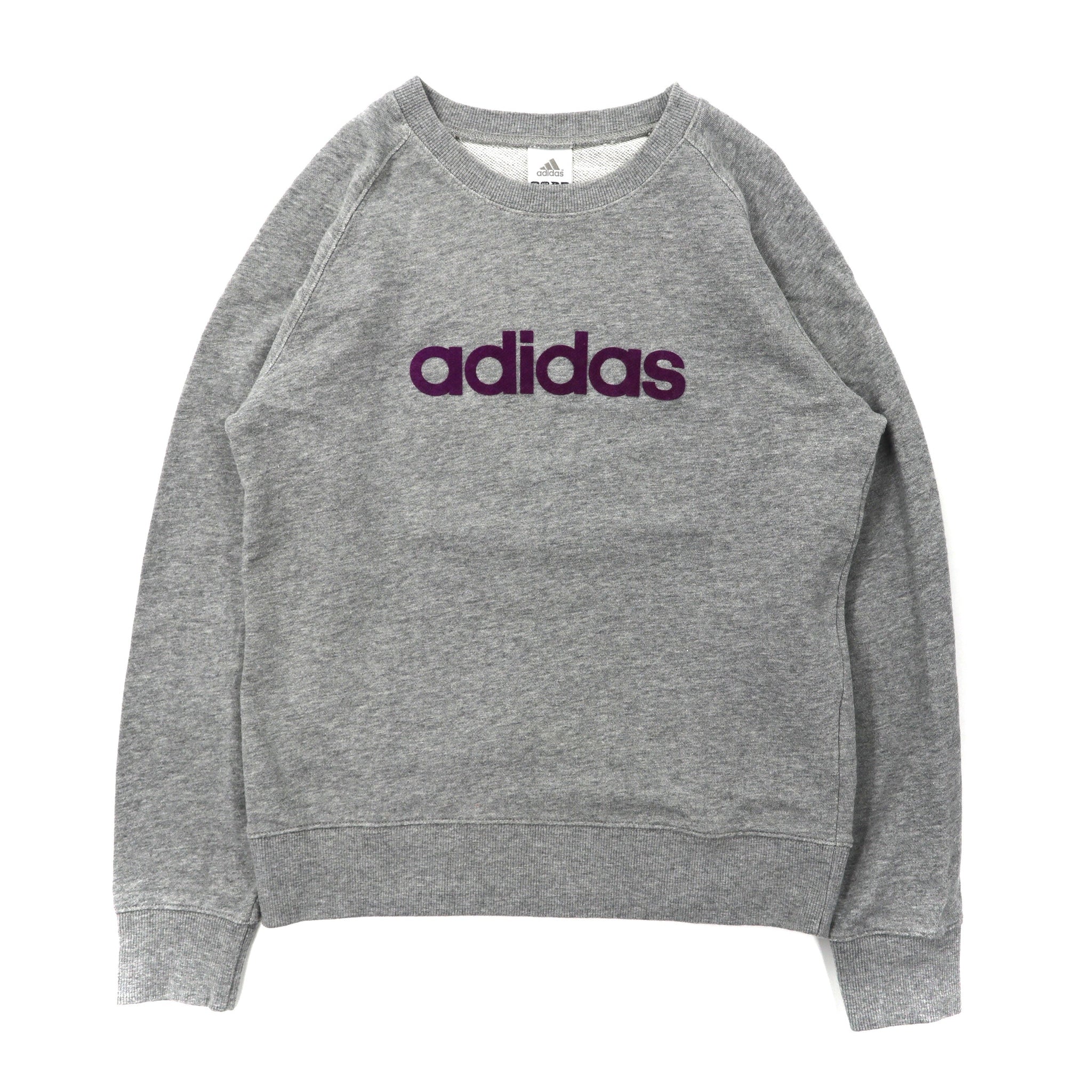 adidas クルーネックスウェット M グレー コットン ロゴプリント