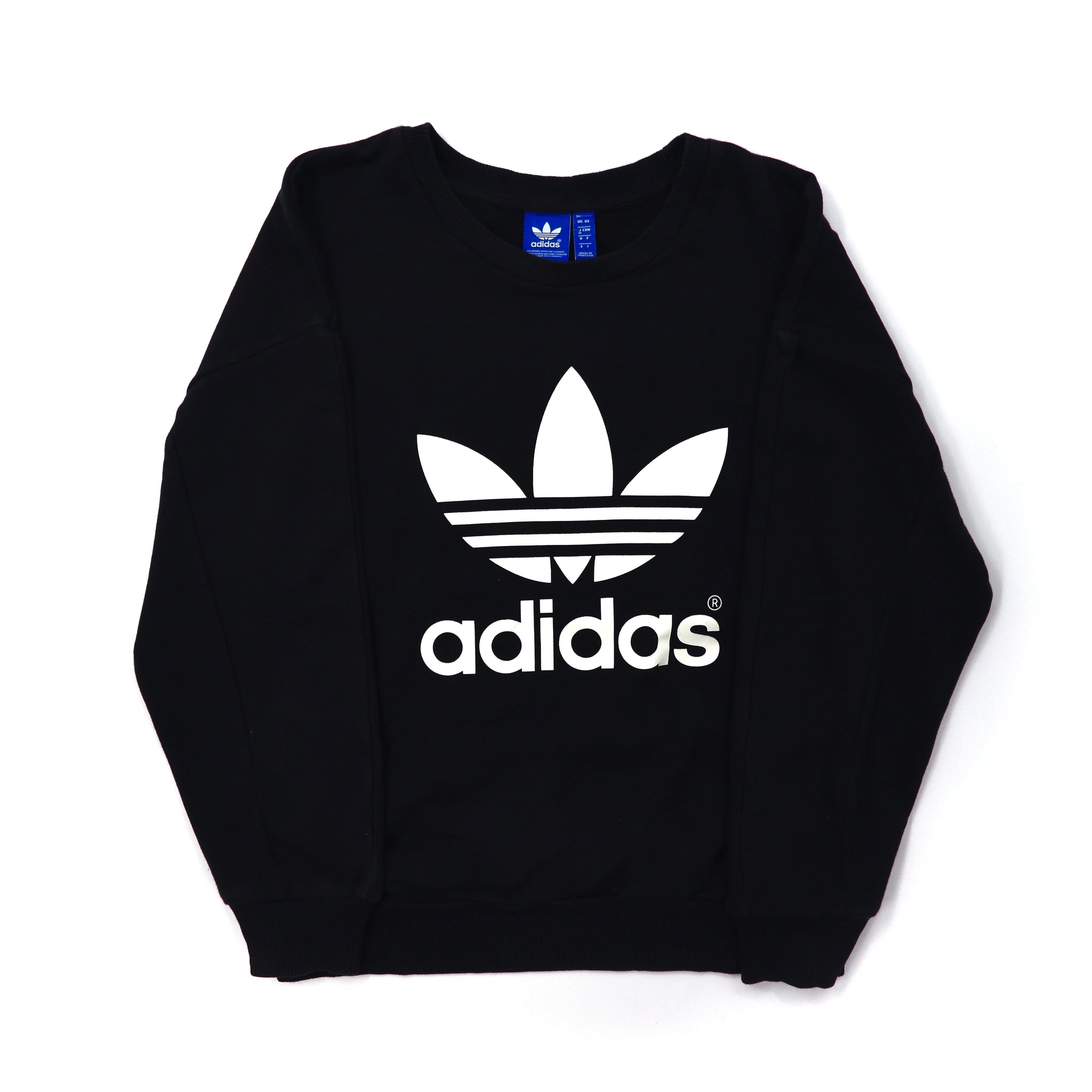 adidas originals クルーネックスウェット M ブラック トレフォイルロゴ プリント TREFOIL SWEATS AB2019