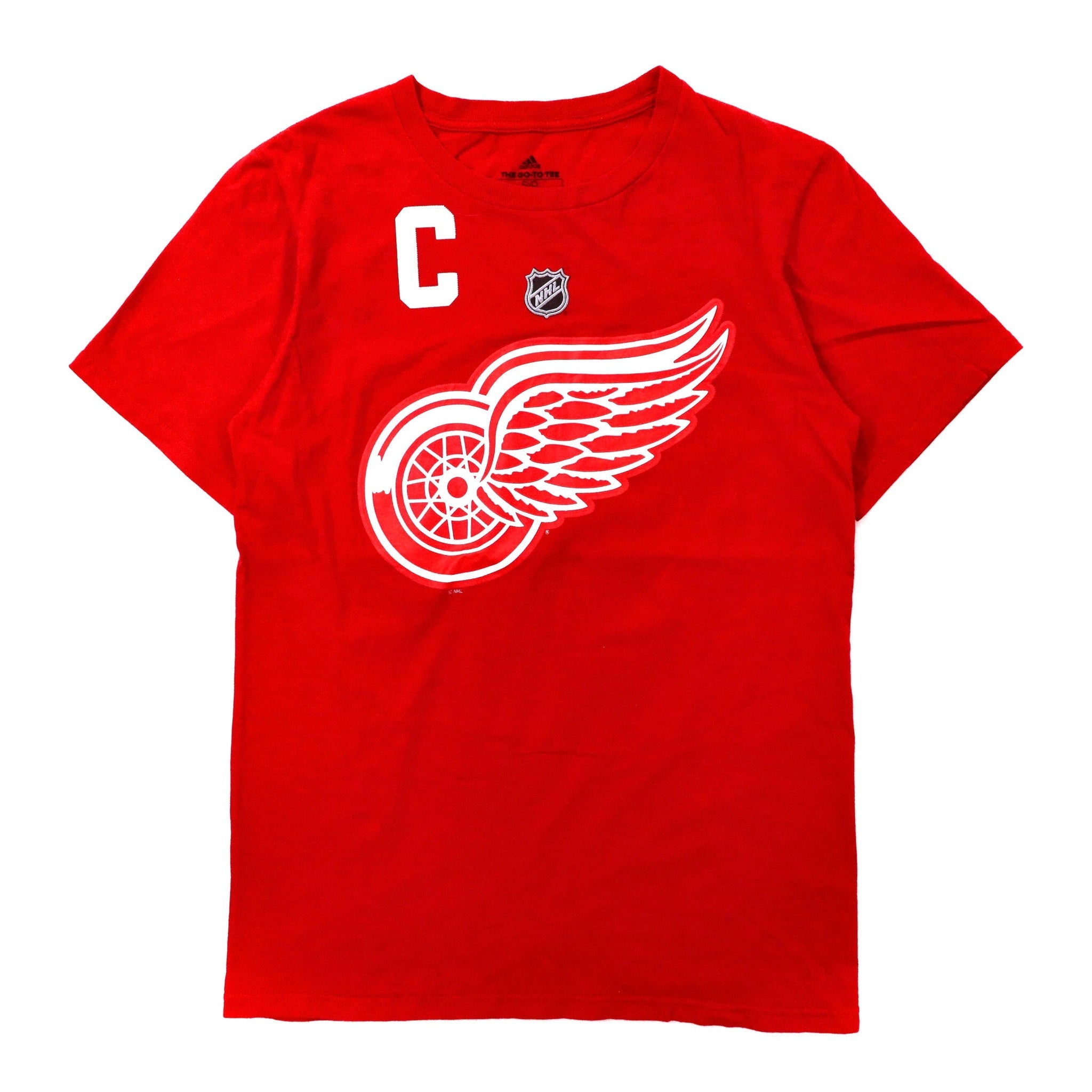 adidas プリントTシャツ S レッド コットン ナンバリング NHL Detroit Red Wings