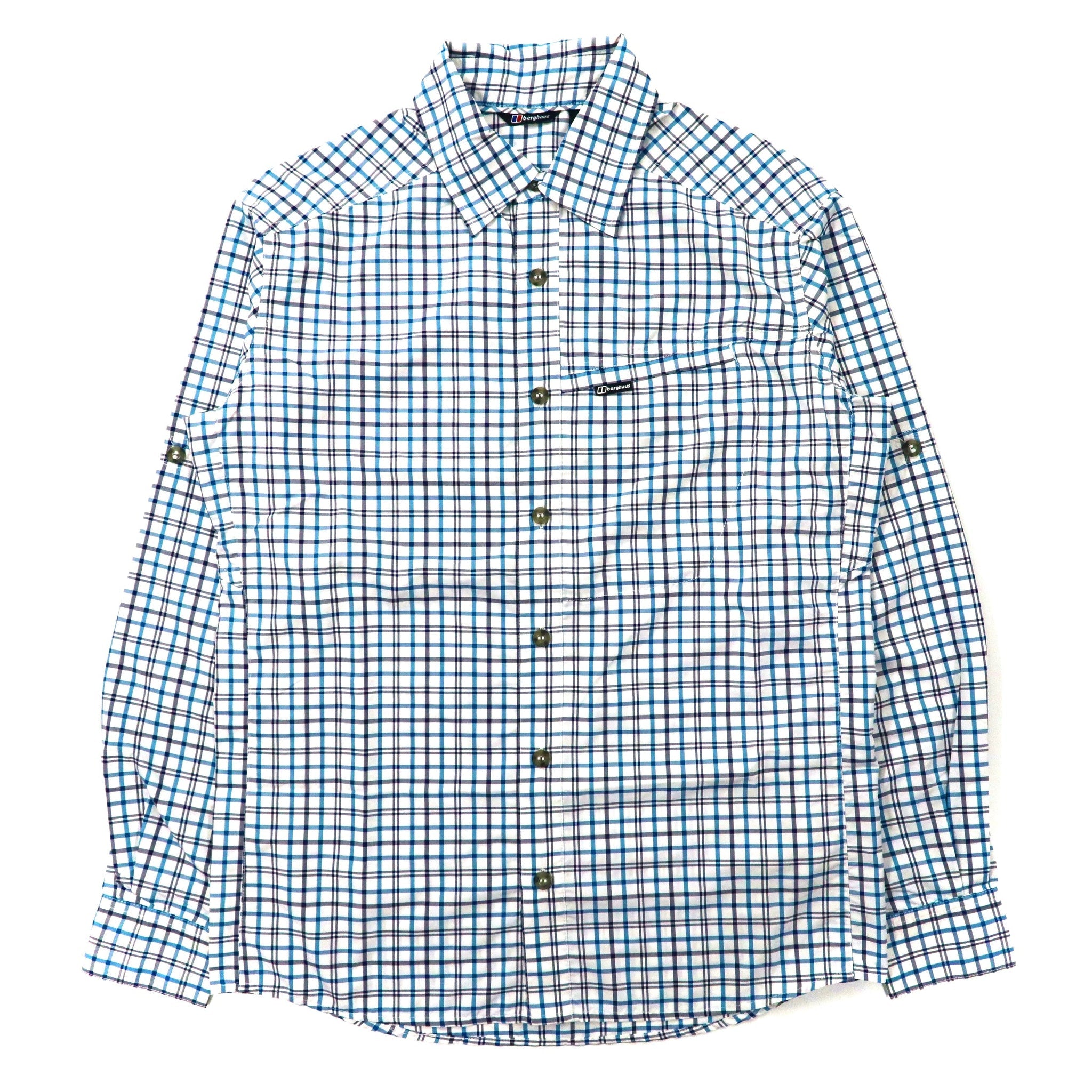 berghaus チェックシャツ S ブルー ポリエステル CHECKED SHIRT LS 20799