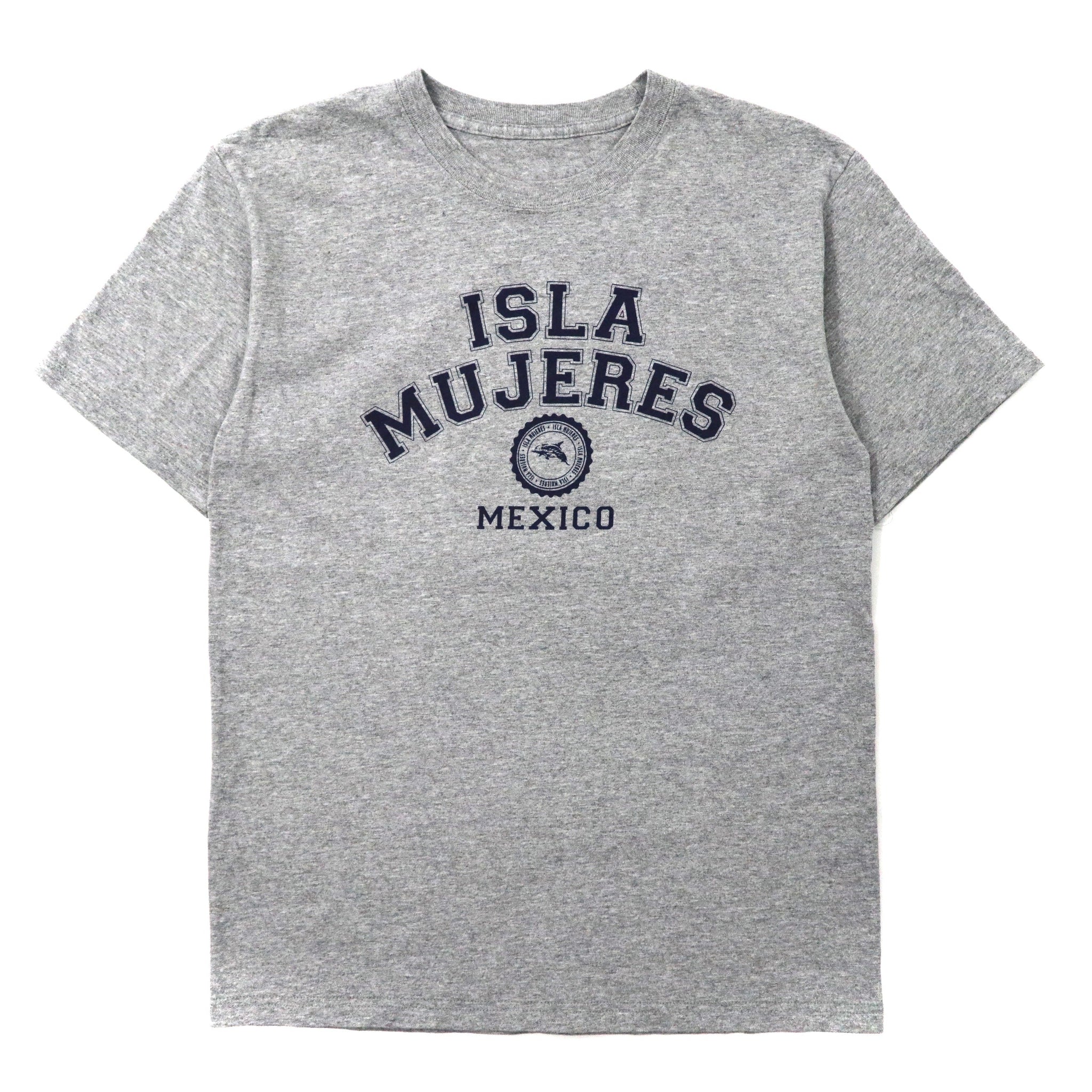 カレッジプリントTシャツ M グレー コットン ISLA MUJERES