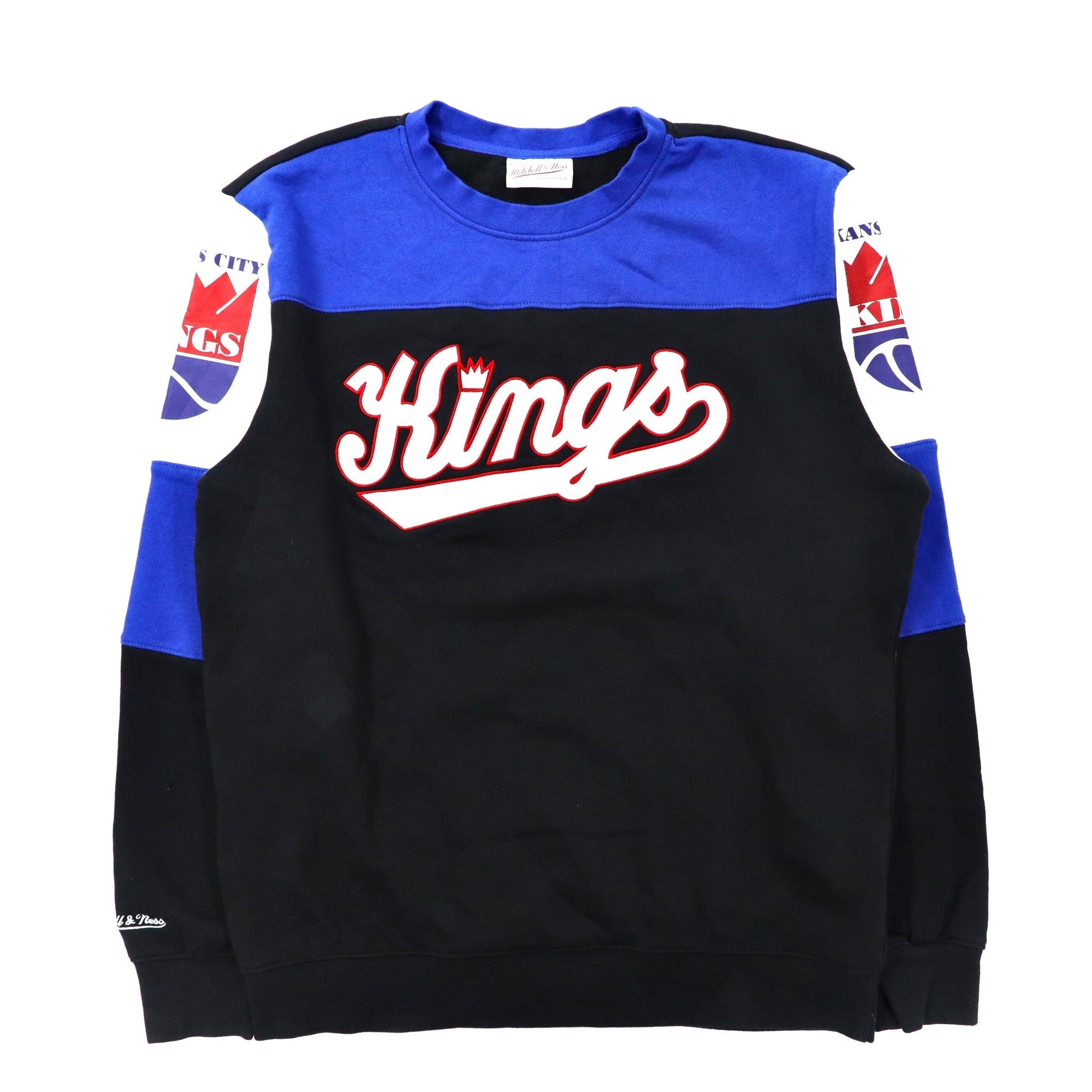 mitchell & ness ビッグロゴスウェット L ブラック コットン 裏起毛 NBA KANSAS CITY KINGS