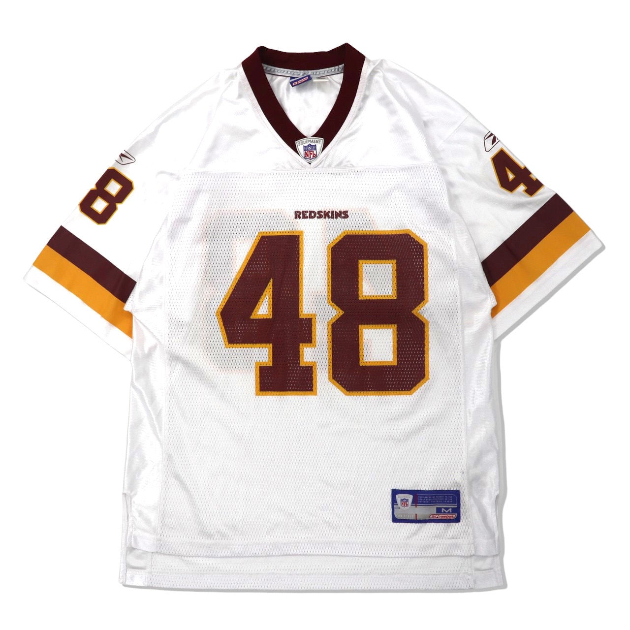 reebok ゲームシャツ M ホワイト ポリエステル ナンバリング NFL Washington Redskins