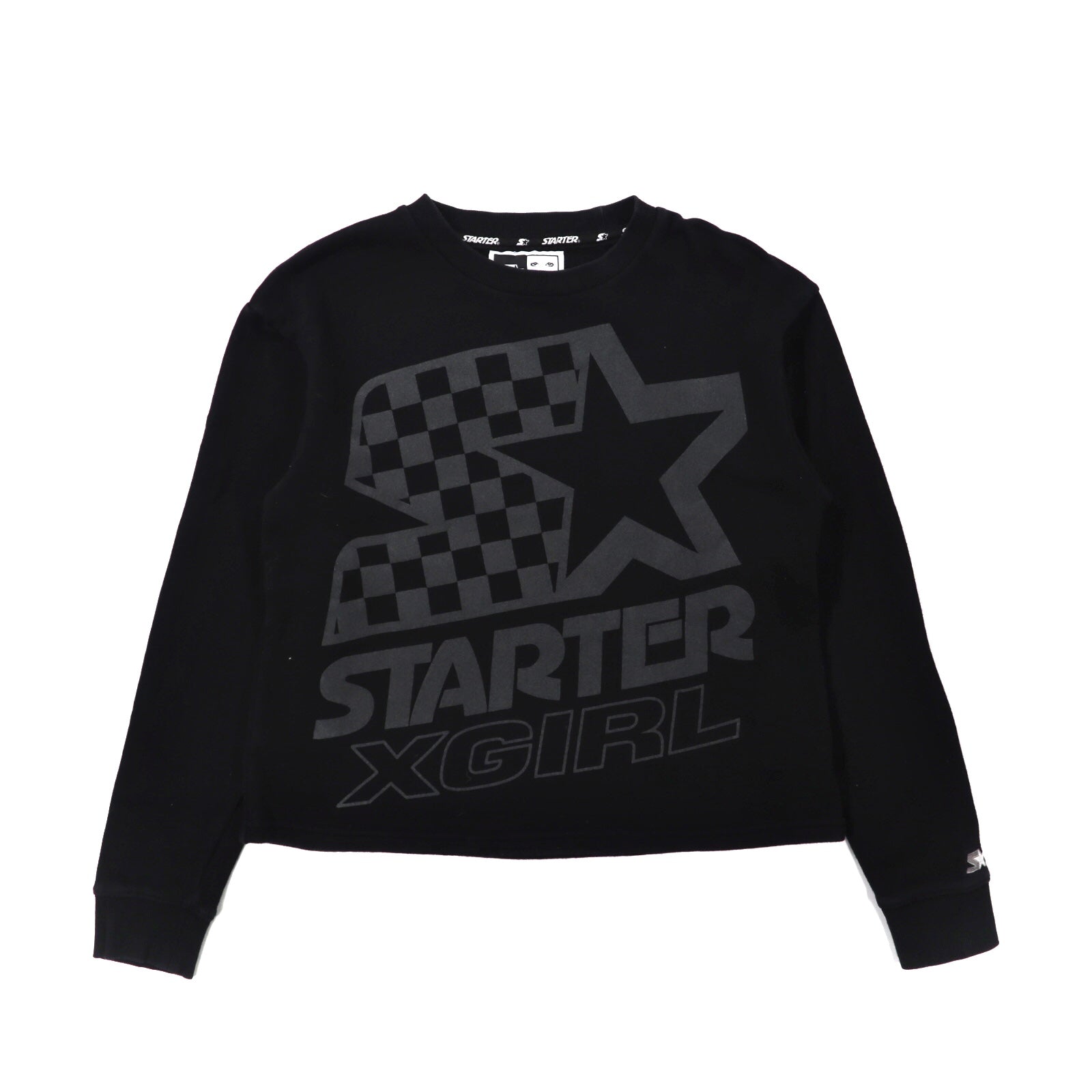 x-girl × STATER クルーネックスウェット 1 ブラック コットン ロゴプリント