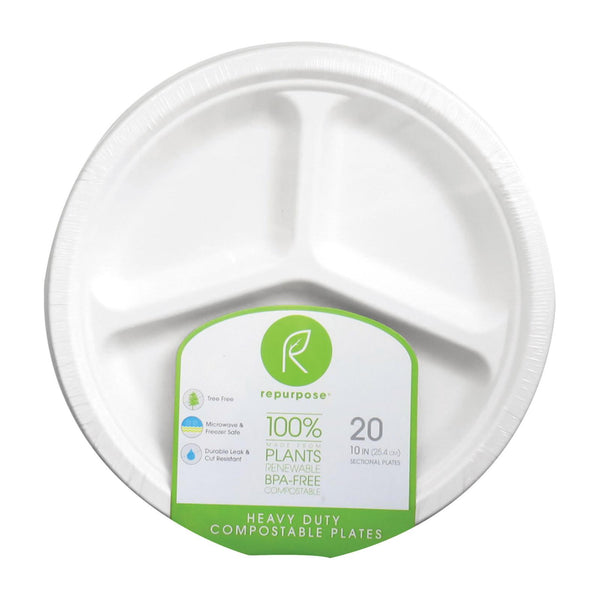 Repurpose Compostable 9 Bagasse Plates - 12 pack, 20 count each