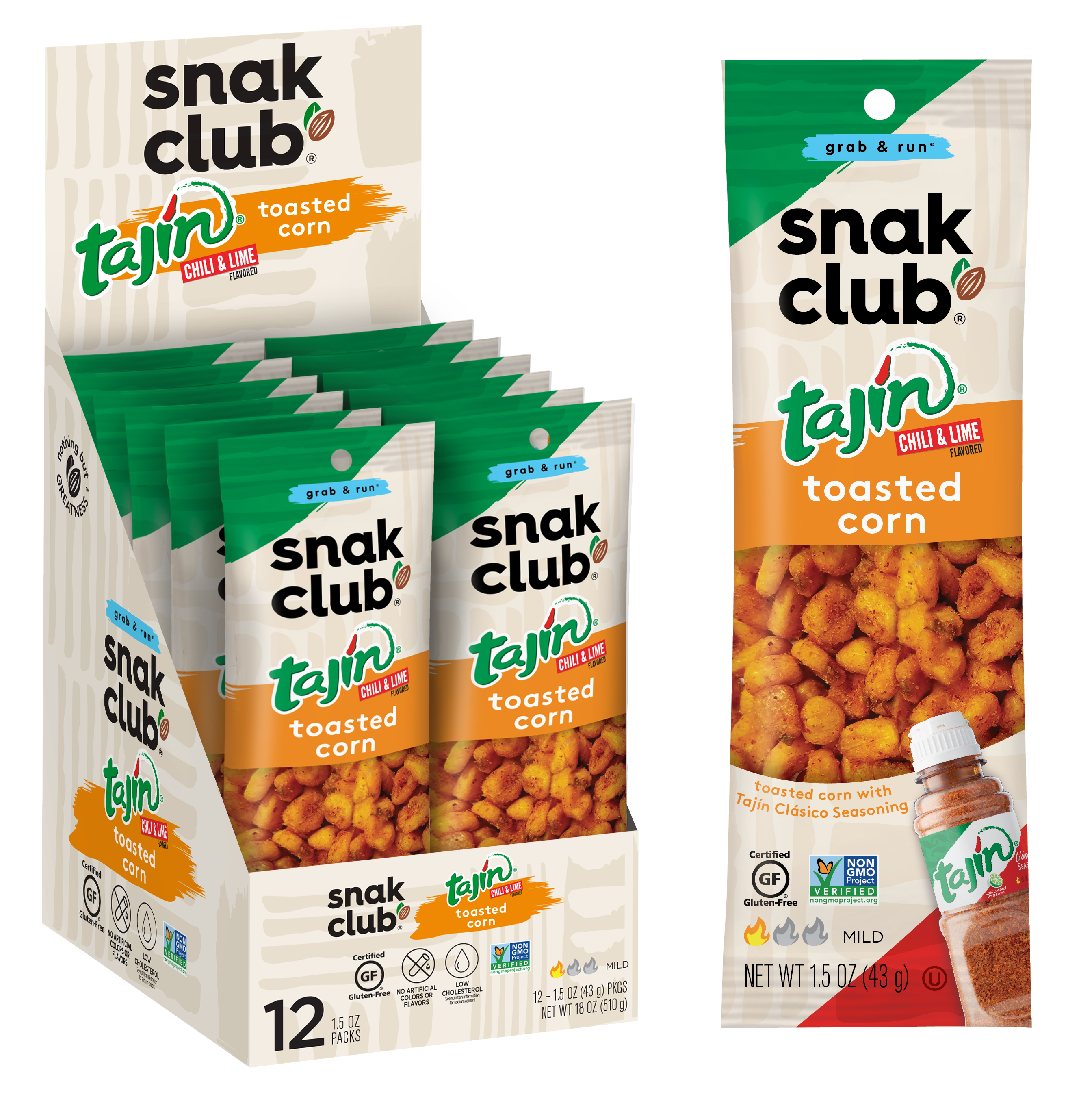 Snak Club Tajin Corn Nuts  Ounce Size - 144 Per Case.