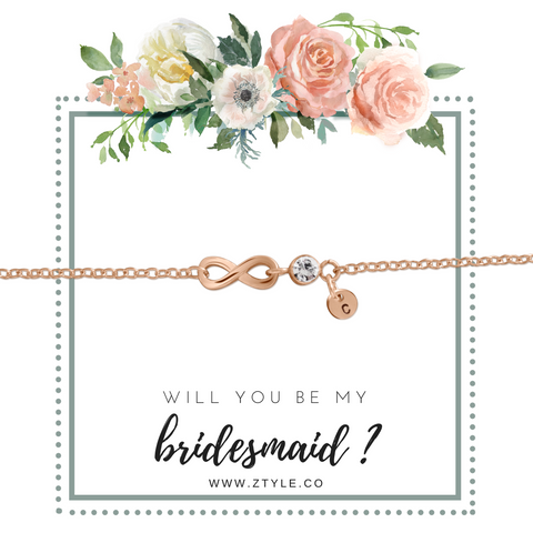 Singapore Bridesmaids Gifts - Bridesmaid Personalise Infinity Charm Bracelet 