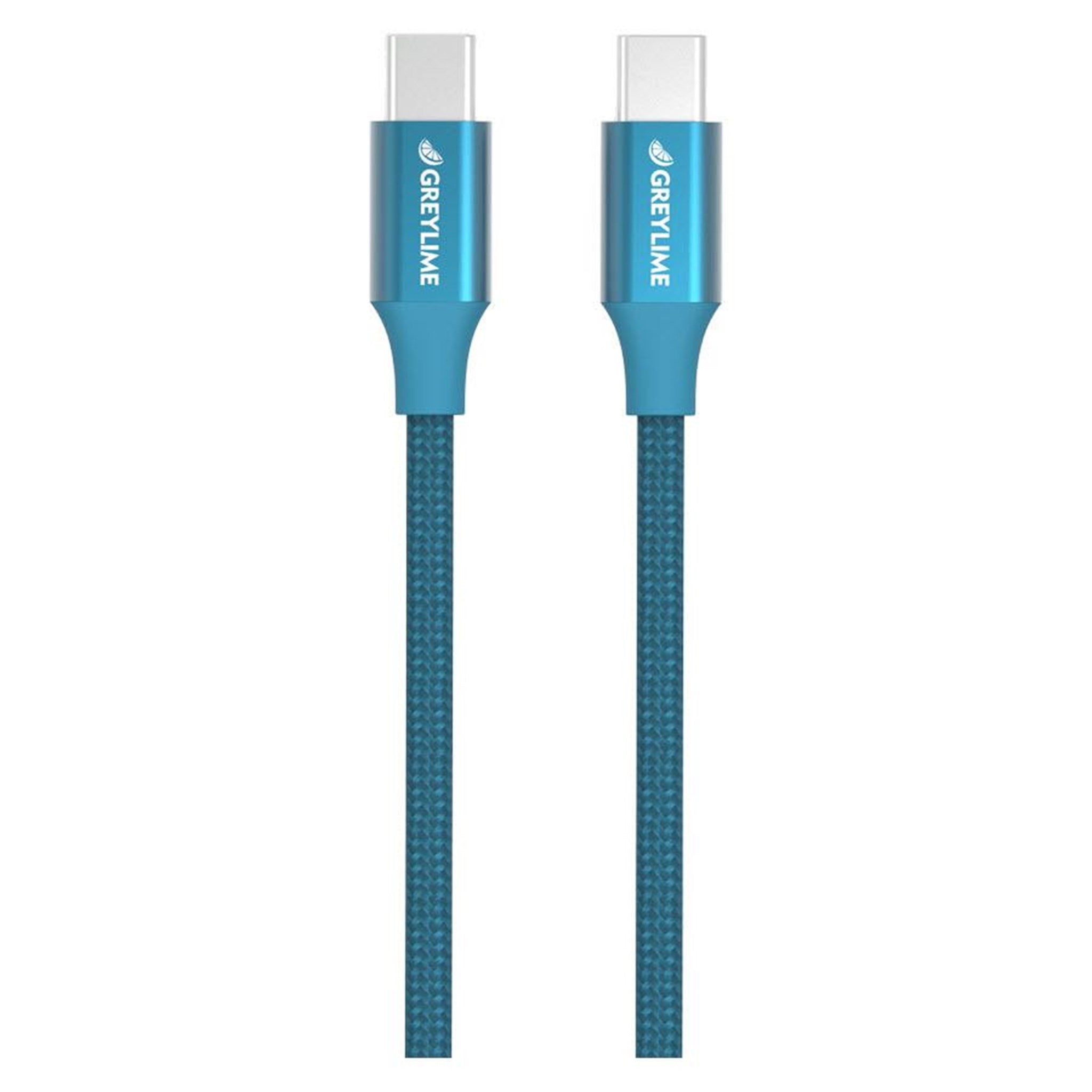 Se GreyLime Braided USB-C til USB-C 60W Kabel Blå 2 m hos Balar