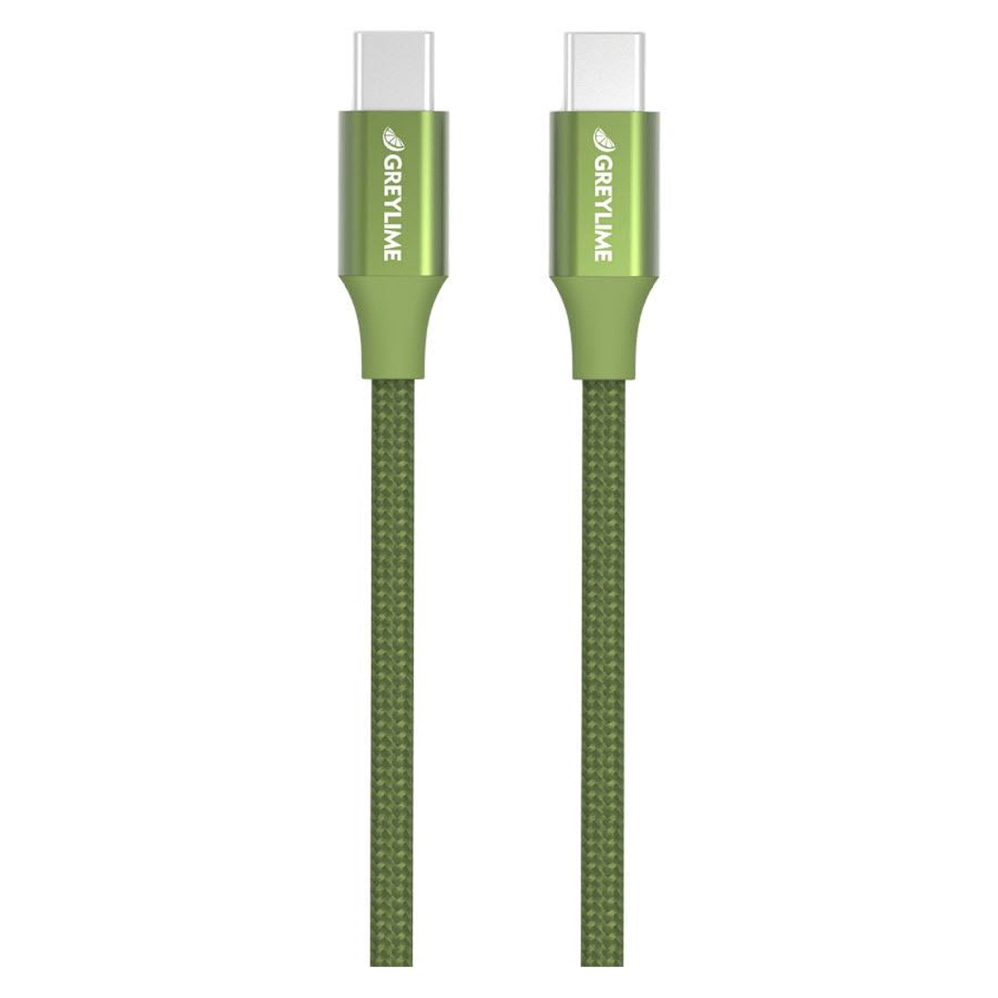 Se GreyLime Braided USB-C til USB-C 60W PD Kabel Grøn 2 m hos Balar