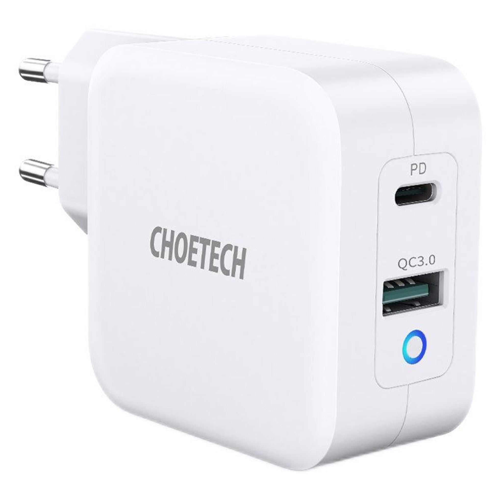 Billede af Choetech 65W GaN USB-C PD + USB-A QC 3.0 Oplader, Hvid hos Balar