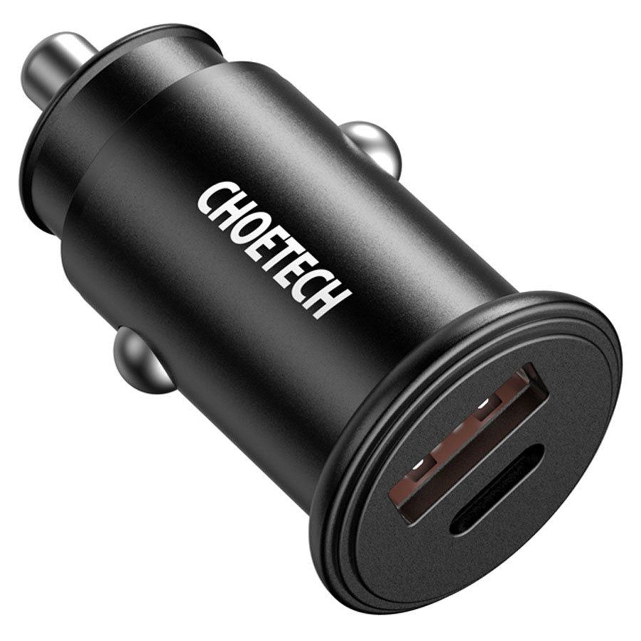 Se Choetech 30W USB-C PD+ USB-A QC Car Charger, Sort hos Balar