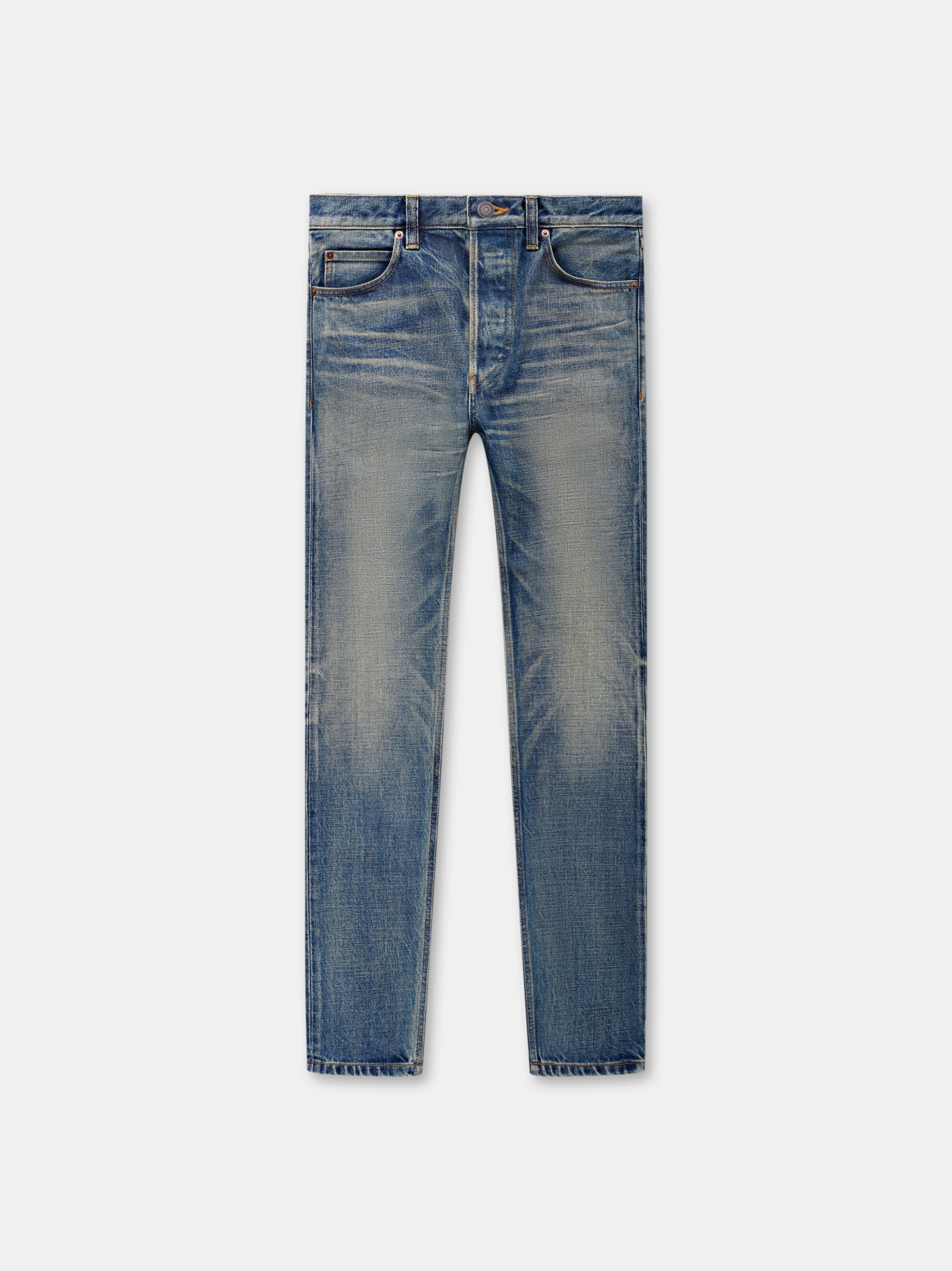 Gunmetal Blue Slim Fit Mid-Rise Clean Look Denim Jeans