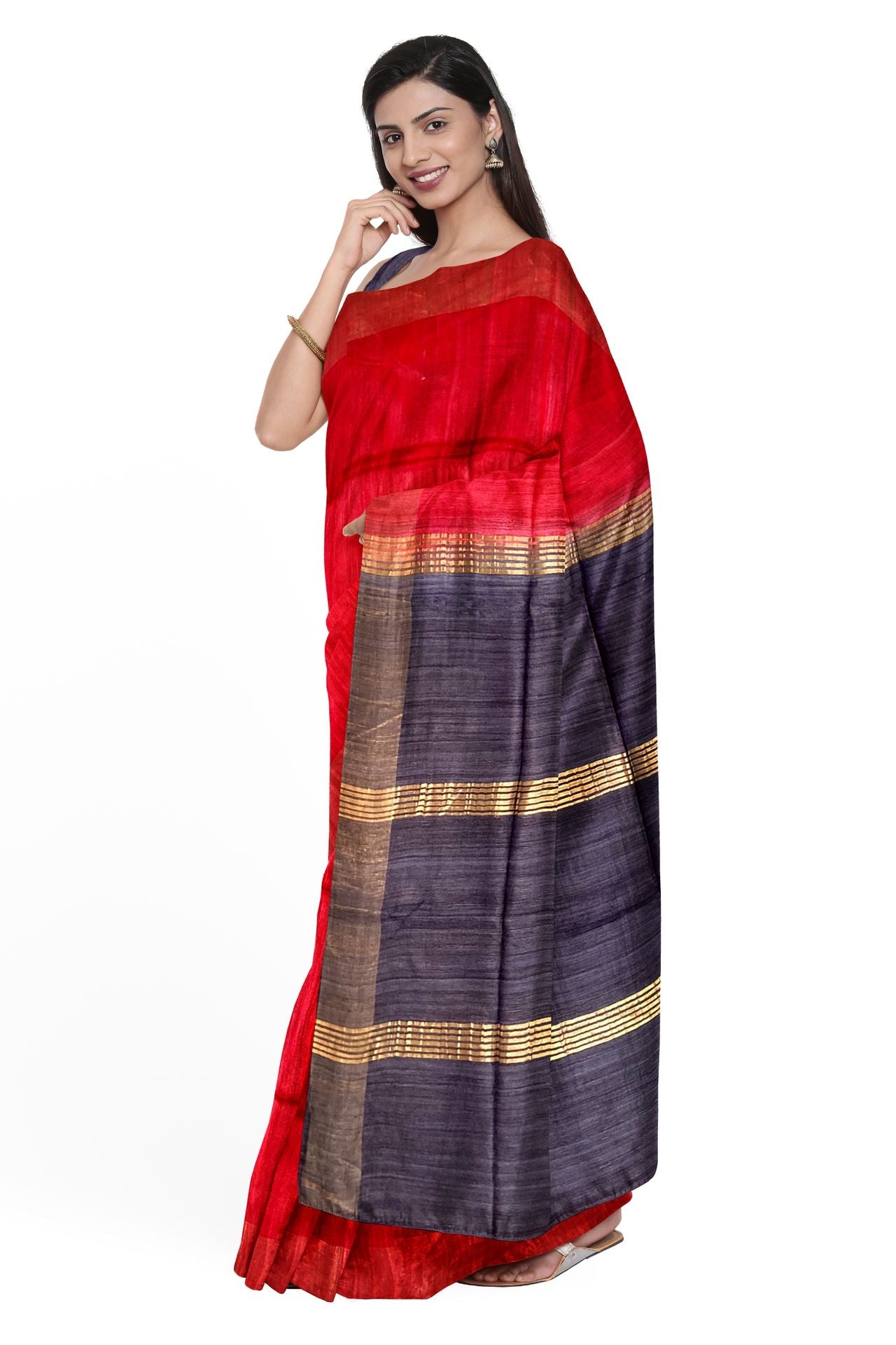 Semi Georgette Banarasi Silk Saree- Red, Blue, Green, Sea. Green, Blac –  Phulari