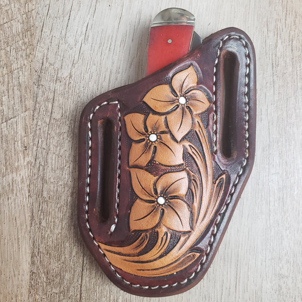 Pocket Knife Sheath - Pouch - Floral tooled – RB Leather