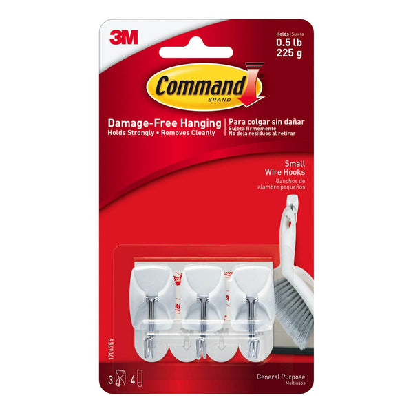 3M Command Round Cord Clips w/ Clear Strips 4 Hooks/5 Strips