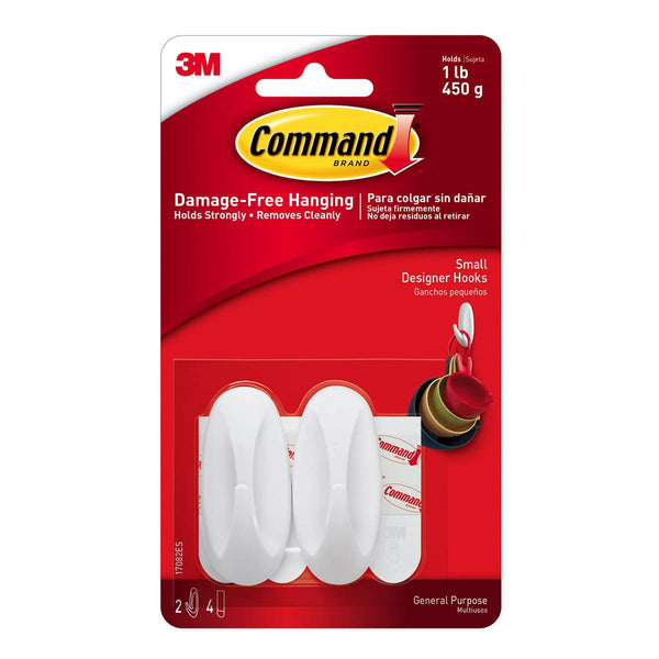 3M Command White Medium Wire Hooks 1 Kg 2 Hooks/4 Strips