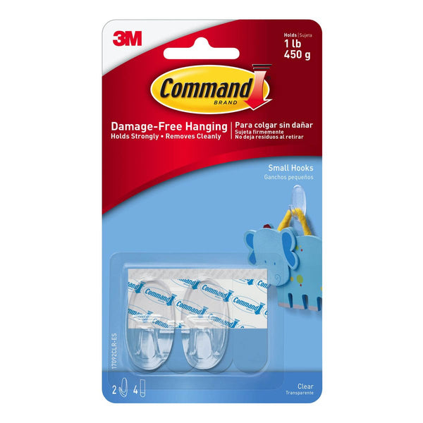 Buy 3M Command, Medium Clear Wall Hooks, Up to 900gms, Holds Strongly,  Reusable, Adhesive hooks for wall, Multi-surface damage free hooks for  hanging (Transparent, 2hooks, 4 stripss) Online at Best Prices in