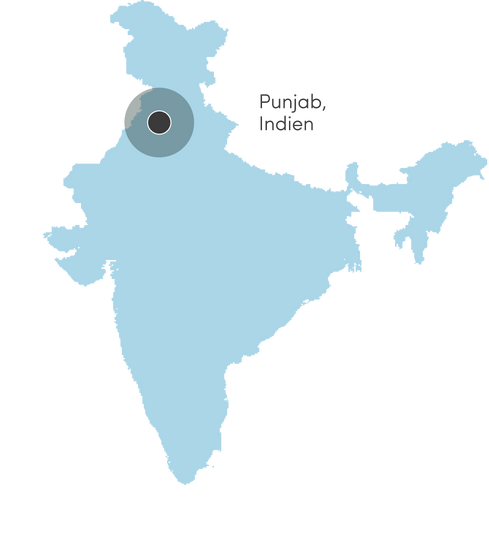 Indien Karte mit Punjab gehighlighted