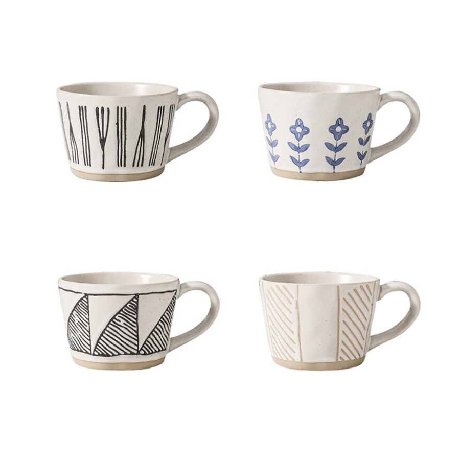 Nordic Creative Geometric Ceramic Mugs With Gold Handle – TheWokeNest