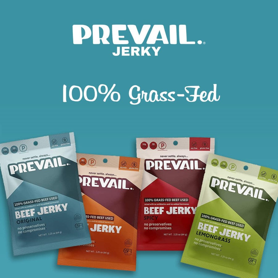 4 Flavors Of 100% Grass Fed Beef Prevail Jerky Snacks Original Umami Spicy And Lemongrass Varieties