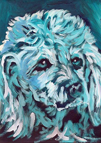 Poodle Wall Art Print Colorful Blue Poodle Mom Gift Dog Painting Po Dog Portraits By Oscar Jetson