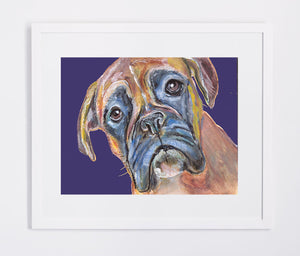 Boxer Dog Painting Print, Colorful Brindle Boxer dog art, Gift for Boxer dog owner, Boxer dog picture, Dog painting,Colorful Boxer Dog print - Dog portraits by Oscar Jetson
