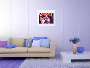 Bulldog wall print, abstract english bulldog art print, watercolor abs ...