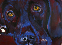 Load image into Gallery viewer, Labrador Dog Gift Crimson and navy blue Dog Painting - Signed Print of original Watercolor  acrylic Labrador painting-Labrador dog art print - Dog portraits by Oscar Jetson