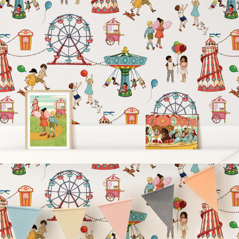 belle and boo fairground wallpaper