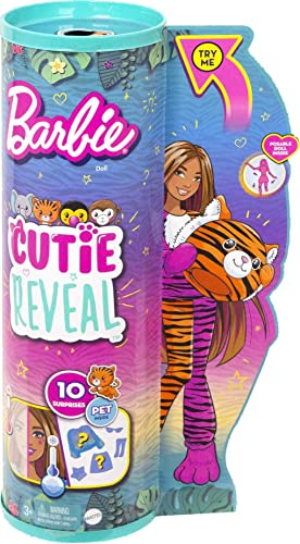 Barbie Cutie Reveal Dolls with Animal Plush Costume 10 Surprises Including  Mini Pet Color Change Push