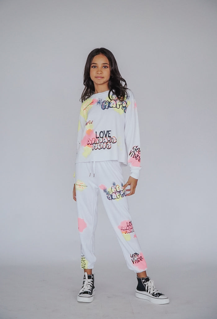 Peace Love / Love Life Heather Grey Sweatpants – Flowers By Zoe Clothing