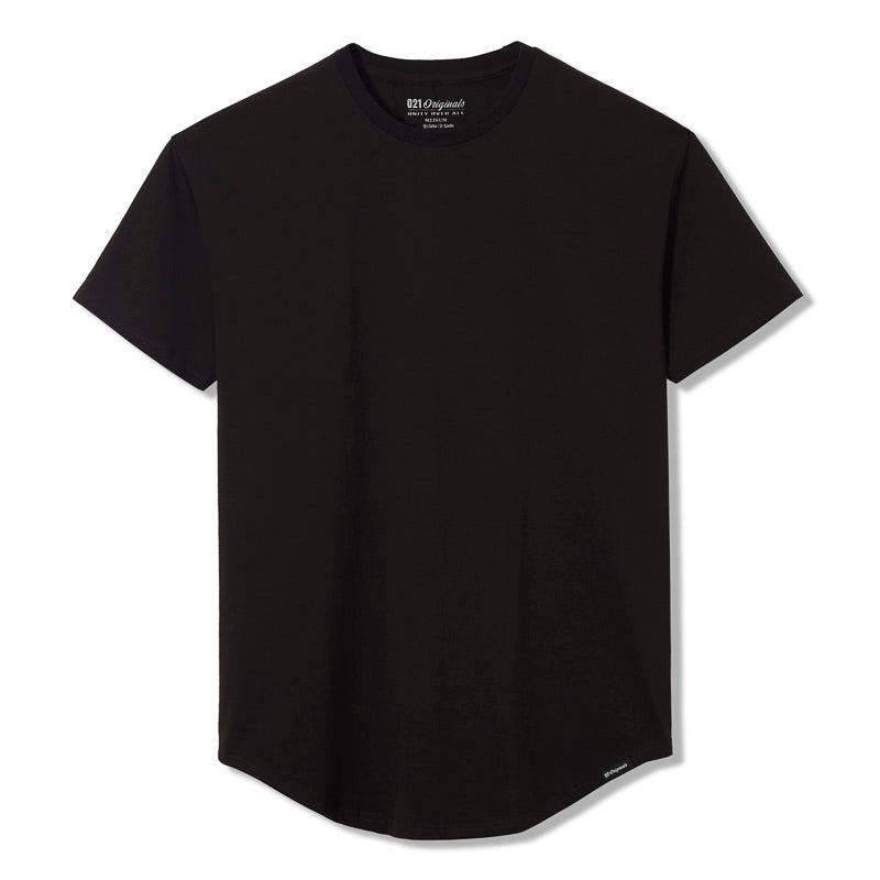 021 ESSENTIAL DROP-CUT T-SHIRT - BLACK