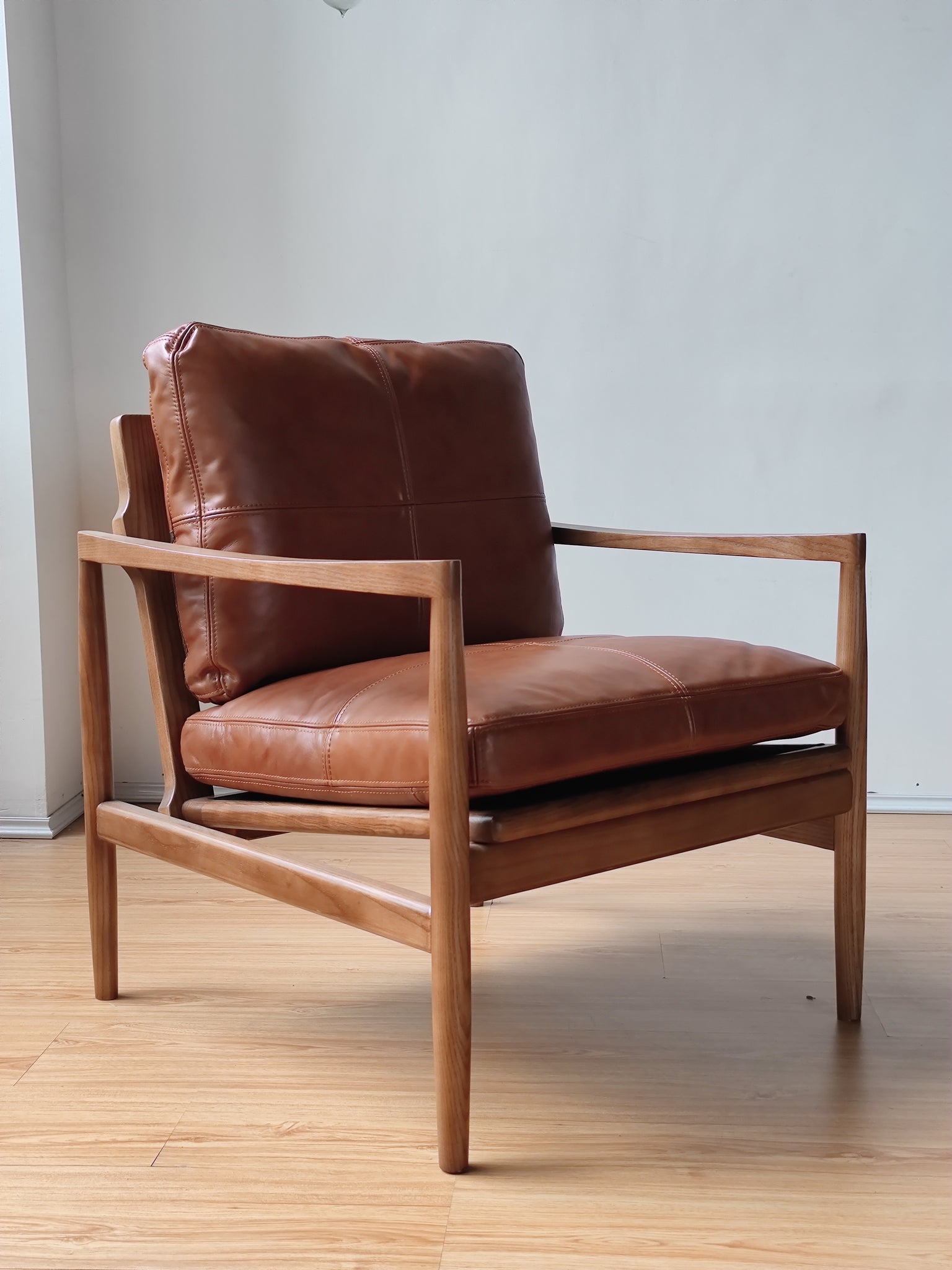 leather wood armchair