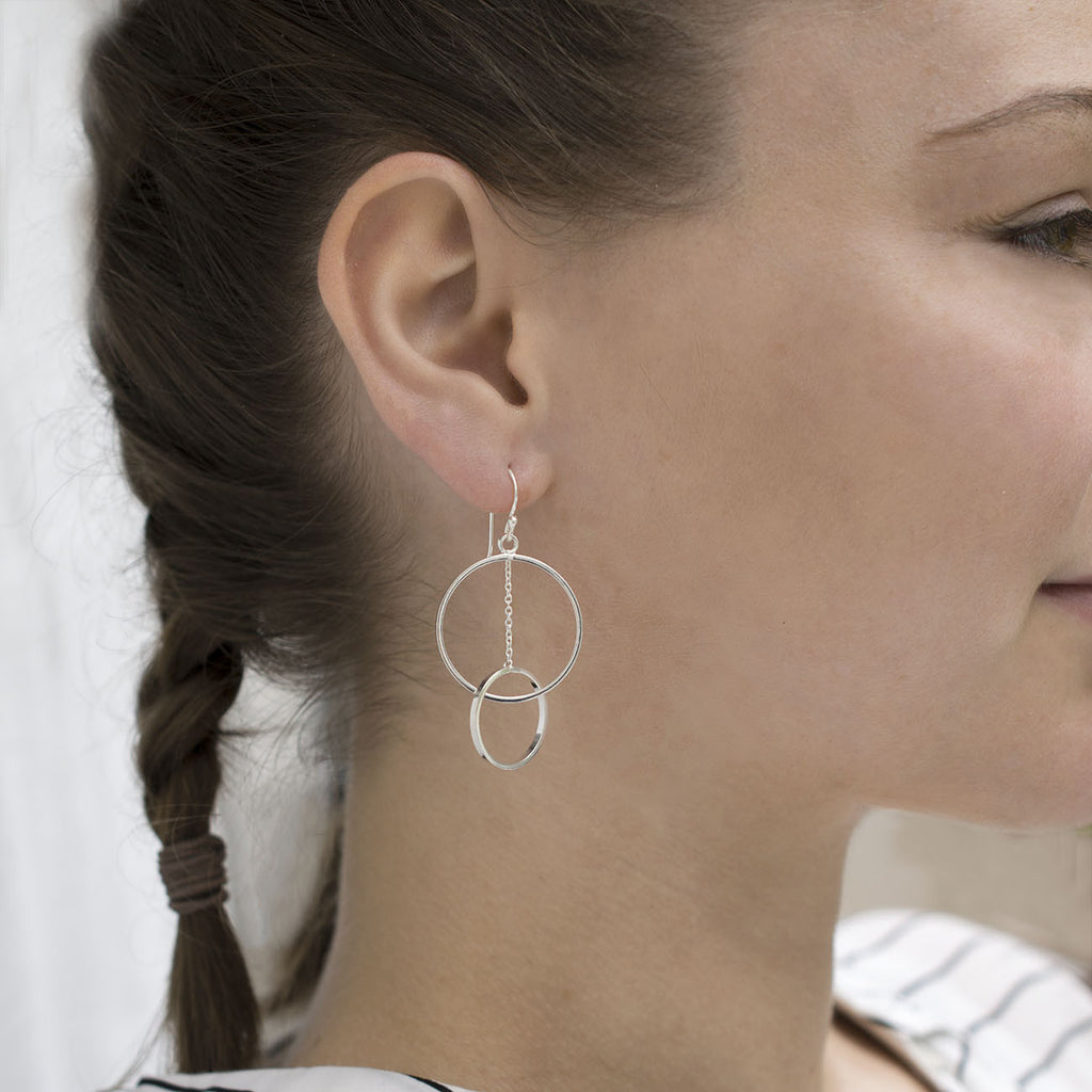 Sterling Silver Funky Circles Drop Earrings Martha Jackson Jewellery 