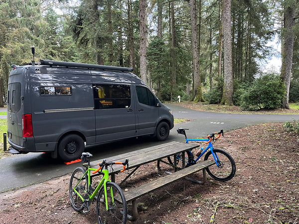 Nick and Julie's van at a campground