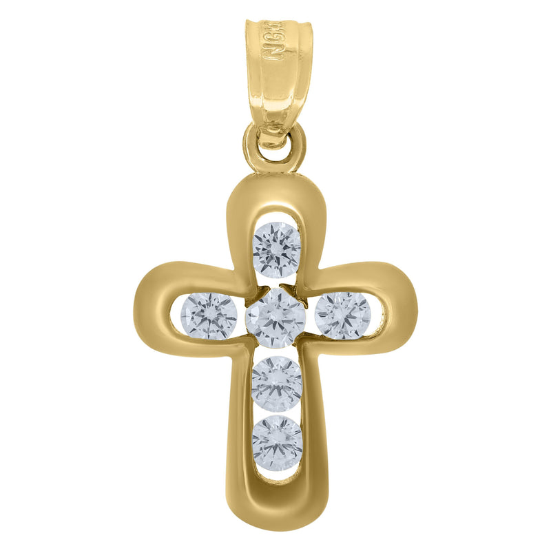 10kt Yellow Gold Diamond-Cut Womens Princess Cut Cubic-Zirconia Cross Religious Charm Pendant - Drip Brother