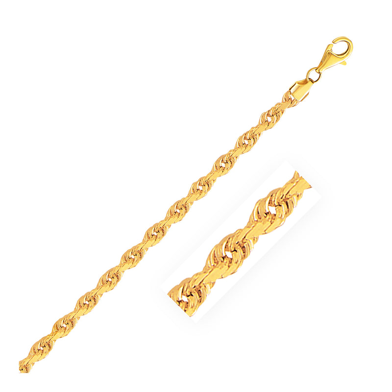 4.0mm 14k Gold Solid Diamond Cut Rope Chain