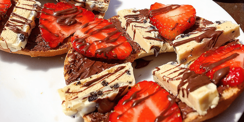 Chocolate and strawberry bagel