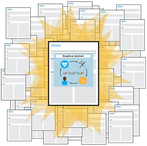 A graphic representing how a smartly designed graphical abstract can make your research paper stand out from the rest