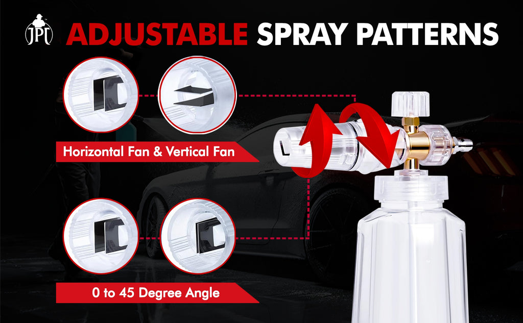 JPT New Advance Transparent Adjustable Pro Foam Cannon For Thick Clinging Foam With 1000 PSI | 70 Bar | 1.1mm Orifice | Brass + ABS Nozzle | 1/4" Quick Connector Included