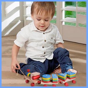 Wooden Stacking Train for Toddlers