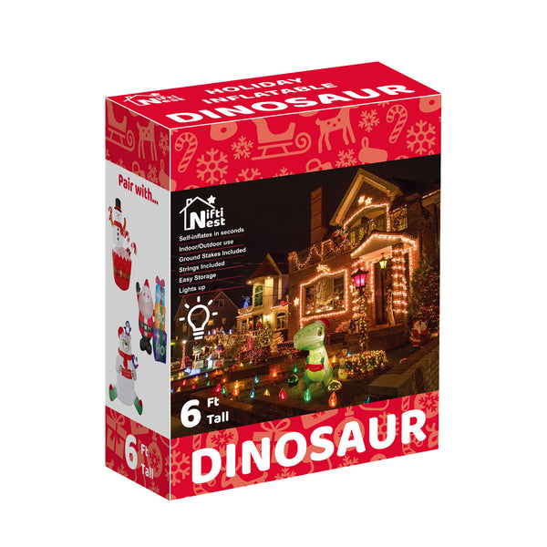 Christmas dinosaur inflatable