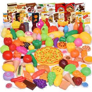 128 Pcs Kids Kitchen Play Food Set