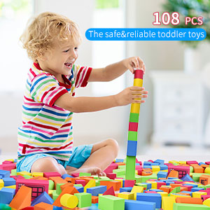 Foam Building Blocks for Kids, 108 pcs