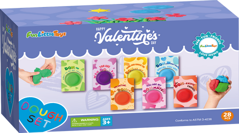 Kids Valentine Play dough Set with Cards 28 Pcs