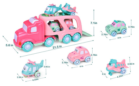 Cartoon Vehicles with Carrier Truck