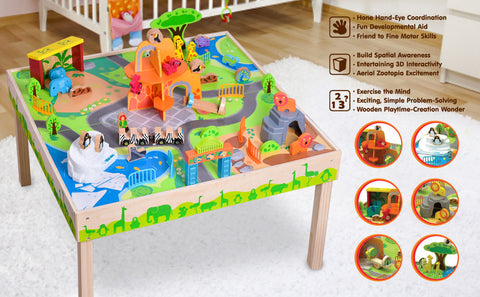 Wooden All-in-One Zoo Play Table
