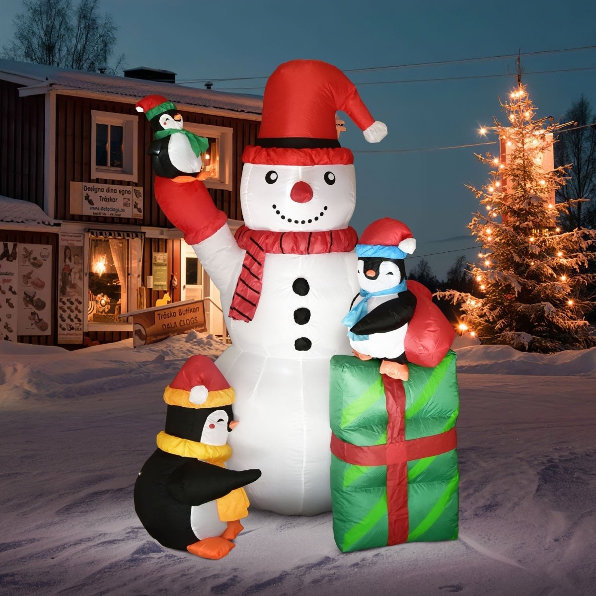 1pc 6ft Christmas Inflatable Decoration, Polar Bear Fishing With Penguins  Christmas Inflatable For Outdoor Yard Decoration, Blow Up Lighted Decor  With Led Lights For Garden Lawn Indoor Holiday Xmas Party Decoration (us