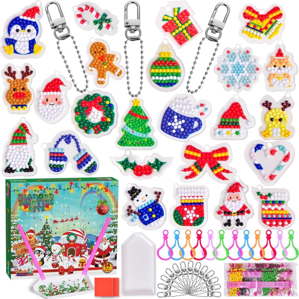 Fun Little Toys Christmas Diamond Art Advent Calendar 2023 - Clasp Keychains